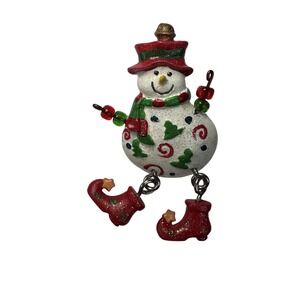 Vintage Snowman Dangling Brooch Pin Holiday Rare Christmas Collectible